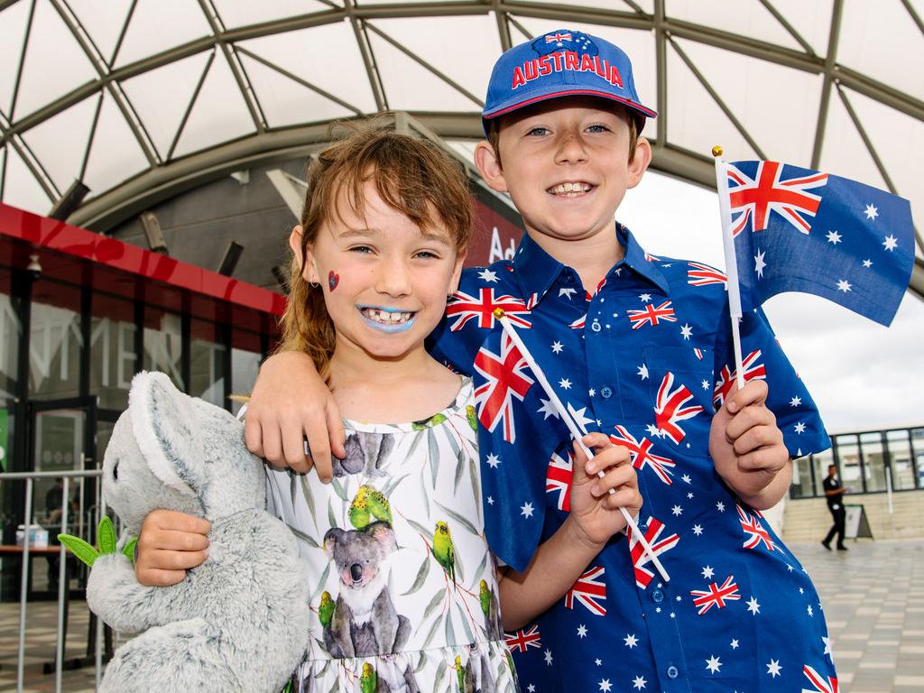 Isla, seven, and Thomas, 10, were big fans of the headline act. Picture: Morgan Sette / The Advertiser