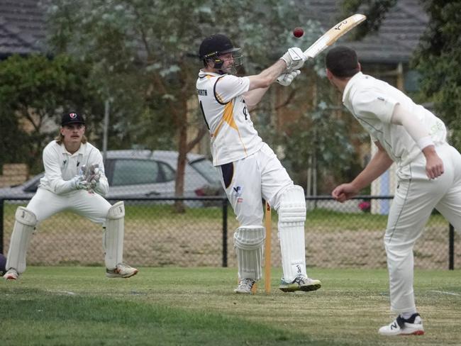 Cricket Southern Bayside: Mentone v Bonbeach. Mentone batter Comrey Edgeworth. Picture: Valeriu Campan