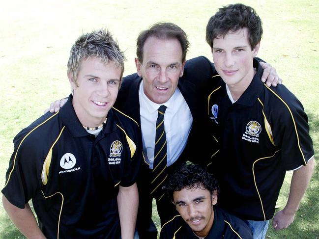 Brett Deledio, Terry Wallace, Richard Tambling (front) and Danny Meye. AFL DRAFT 2004.