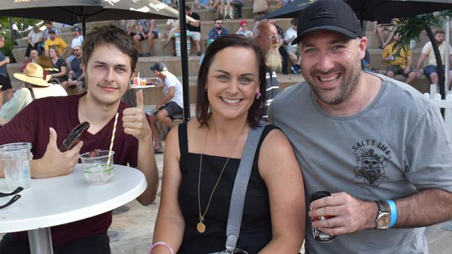Jackson Neale, Tracy West and Mark O'Toole at the Capricorn Food and Wine Festivalâ€™s Big Beer Festival, Rockhampton Riverside Precinct, March 19, 2022.