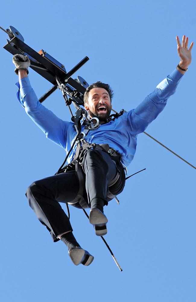 Hugh Jackman also made a flying visit for Oprah’s event, alongside Aussie stars Nicole Kidman, Keith Urban, Russell Crowe and Olivia Newton-John. Picture: Torsten Blackwood/AFP