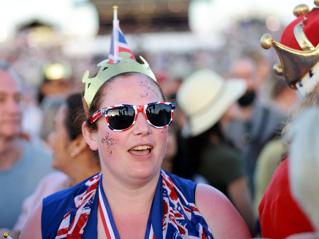 There were plenty of British flags and gold crowns in the crowd. Picture: Getty Images