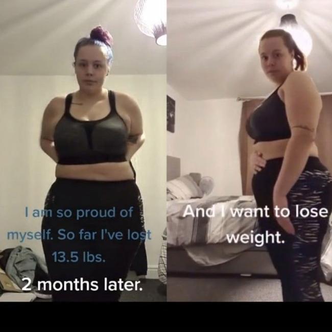 In another video she shared online, Hannah revealed she was ‘so proud’ of herself for losing almost a stone in two months. Picture: TikTok