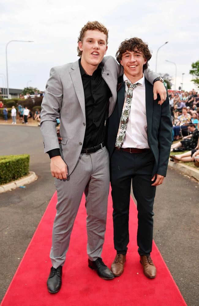 Jayden Majetic and Jackson Metzroth at Highfields State Secondary College. Picture: Patrick Woods.