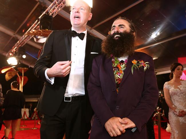 Tom Gleeson and Costa Georgiadis arrive at the 61st Annual TV WEEK Logie Awards. Picture: Getty