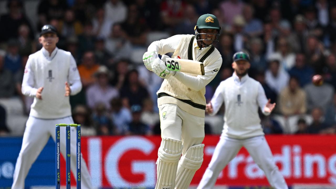 Australia's Usman Khawaja plays a shot on day one of the third Test. Picture: AFP