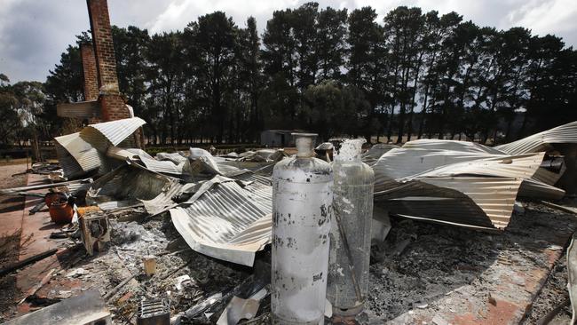 A house which was razed by fires near Cobden. Picture: David Caird