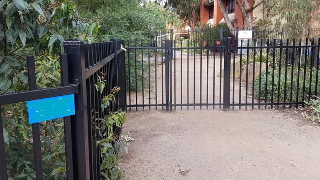 The new, second fence that has been built outside the West Richmond Primary School.