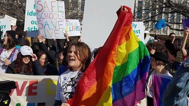 Jill Moran shouted “shame” and “Safe Schools saves lives” as she attempted to disrupt the Jericho rally on August 12.