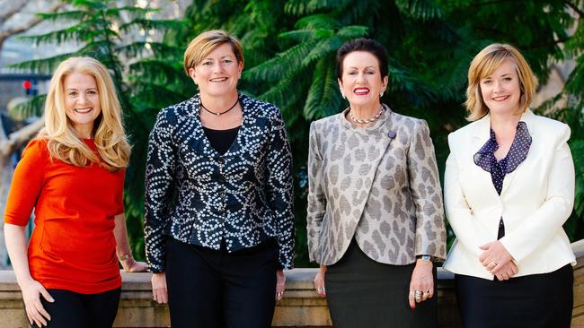 City of Sydney mayoral candidates Angela Vithoulkas, Christine Forster, Clover Moore and Linda Scott. Picture: Jonathan Ng