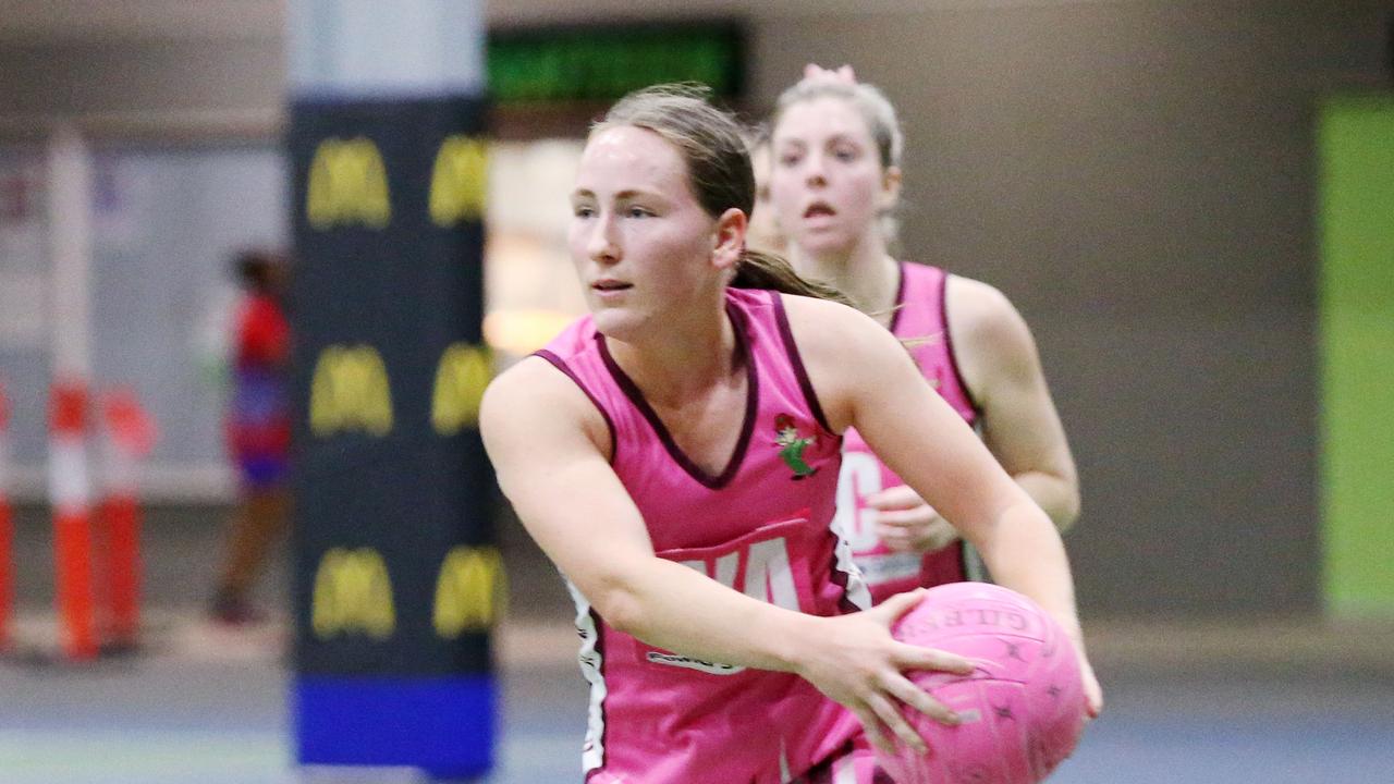 Hannah Flint in action for the Leps in the Cairns Netball Division 1 match between the Brothers Leprechauns and the Cairns Scorchers, held at the Martyn Street netball centre, Manunda. Picture: Brendan Radke