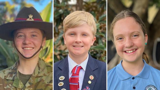 Sophie Buckton (left) Xander Scott (centre) and Anouk Straub, three of our terrific northern beaches school leaders in 2023.