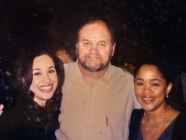 A young Meghan Markle with her parents Thomas Markle, centre, and Doria Ragland. Picture: Thomas Markle: My Story