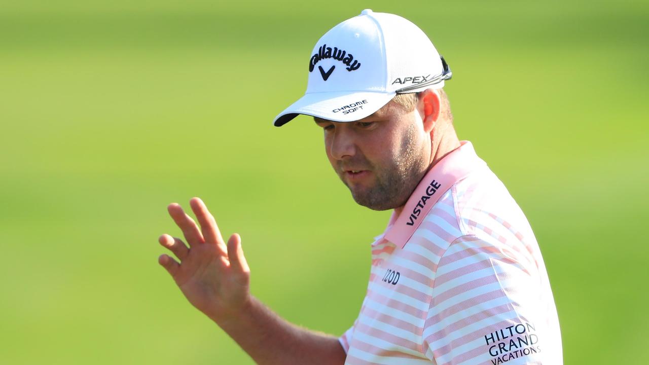PONTE VEDRA BEACH, FLORIDA - MARCH 14: Marc Leishman of Australia reacts after a eagle on the second hole during the first round of The PLAYERS Championship on The Stadium Course at TPC Sawgrass on March 14, 2019 in Ponte Vedra Beach, Florida. Sam Greenwood/Getty Images/AFP == FOR NEWSPAPERS, INTERNET, TELCOS &amp; TELEVISION USE ONLY ==