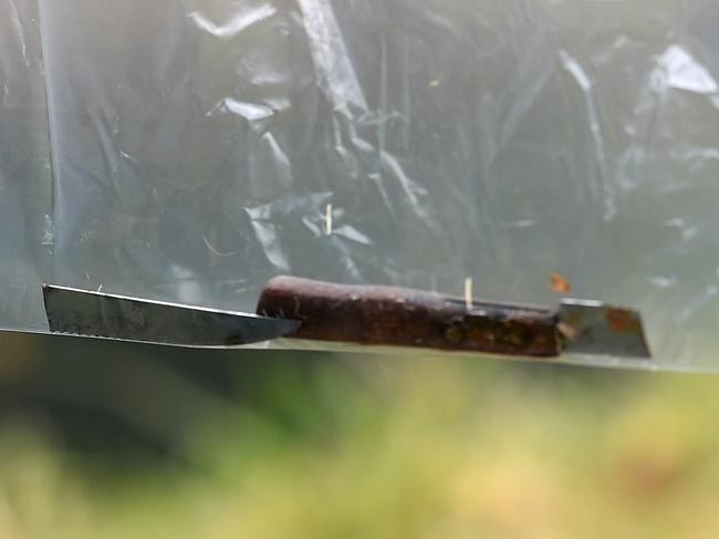 A kitchen knife was found by a creek in Springvale. Picture: Nicole Garmston