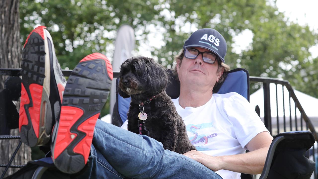 144th Barwon Regatta: Richard Bright and Polly the dog. Picture: Mark Wilson