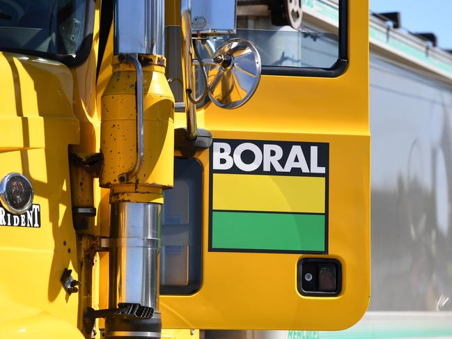 A stock image of a Boral truck and logo in Brisbane, Wednesday, August 29, 2018. Boral Limited today reported a 47 per cert increase in net profit to $514 million for the year ended 30 June 2018. (AAP Image/Dan Peled) NO ARCHIVING