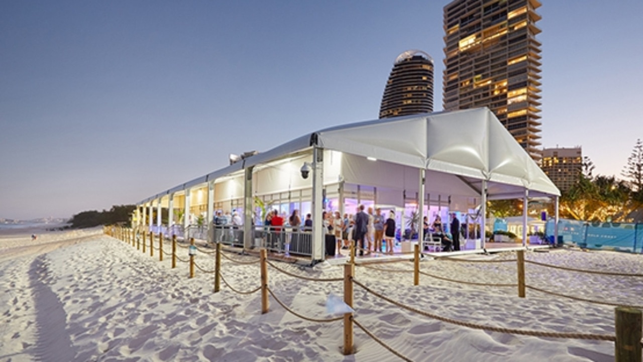 Gold Coast beach bar – the Kurrawa site used for a media centre at the Commonwealth Games. Pic from Moreton Hire.