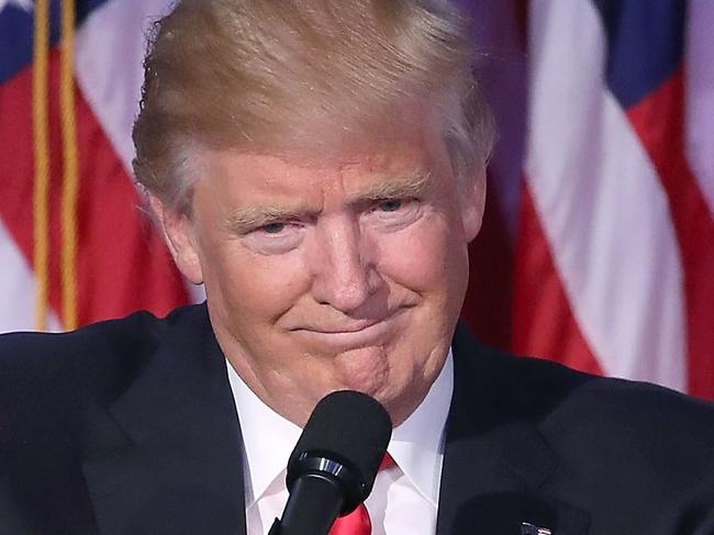 NEW YORK, NY - NOVEMBER 09: Republican president-elect Donald Trump gives a thumbs up to the crowd during his acceptance speech at his election night event at the New York Hilton Midtown in the early morning hours of November 9, 2016 in New York City. Donald Trump defeated Democratic presidential nominee Hillary Clinton to become the 45th president of the United States. Mark Wilson/Getty Images/AFP == FOR NEWSPAPERS, INTERNET, TELCOS & TELEVISION USE ONLY ==