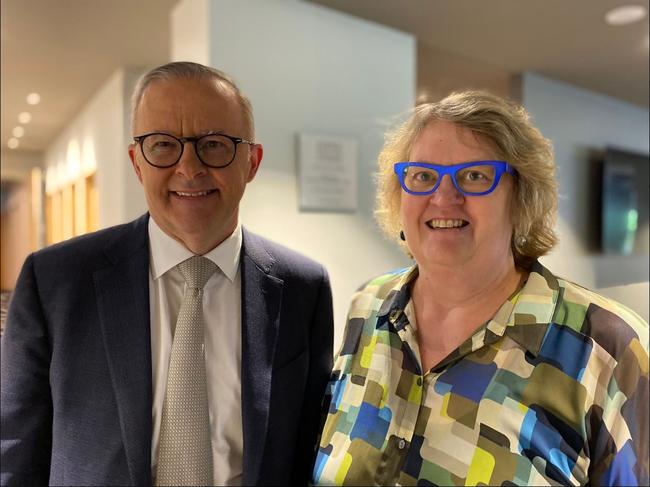 Victorian Senator Linda White with Prime Minister Anthony Albanese. Picture: X