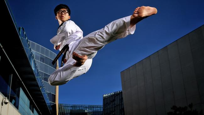 Minseung Choi’s parents enrolled him in taekwondo classes when he was six. Picture: Hamish Blair