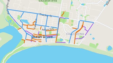 Map of new footpaths in Ocean Grove.