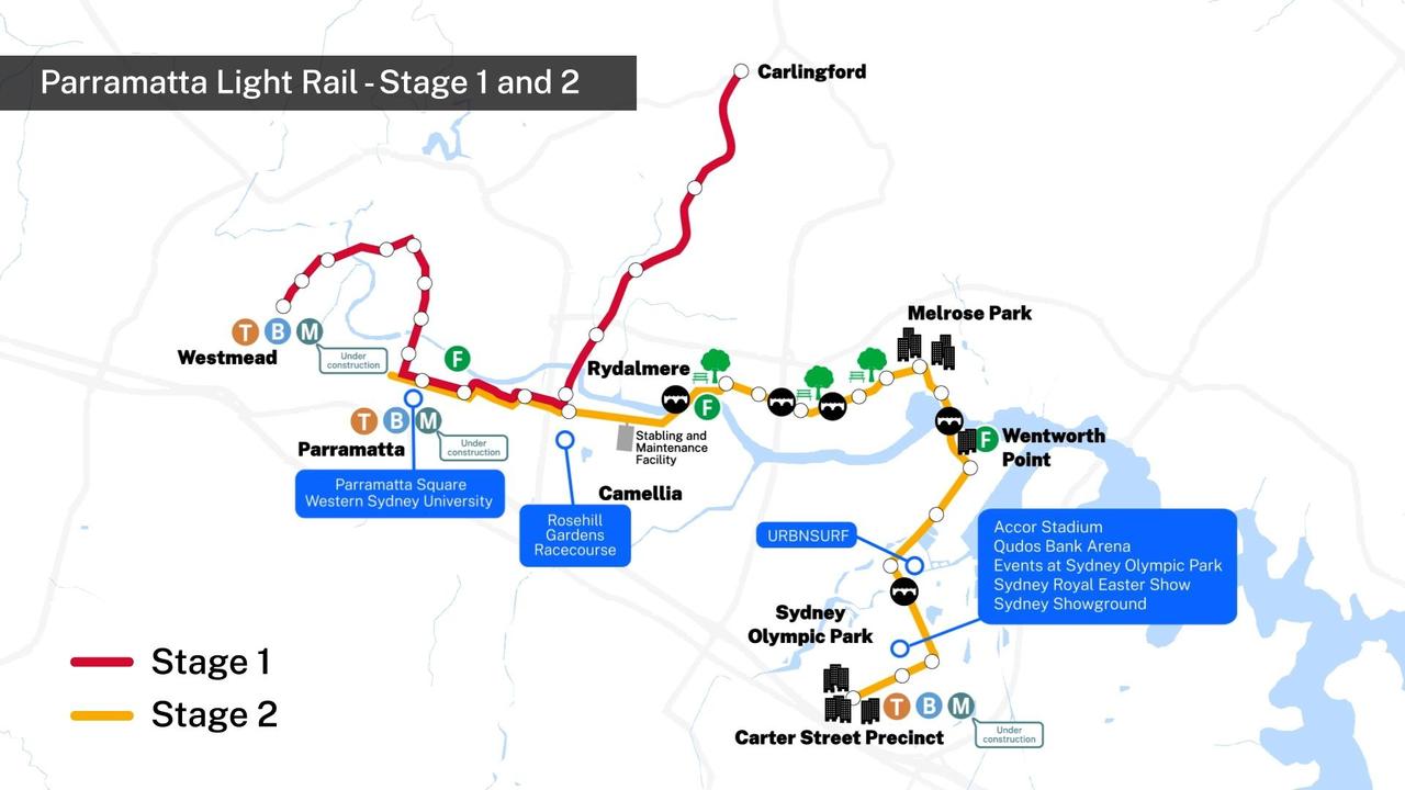 The entire Parramatta Light Rail network.