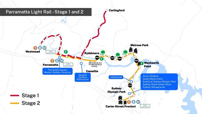 The entire Parramatta Light Rail network.