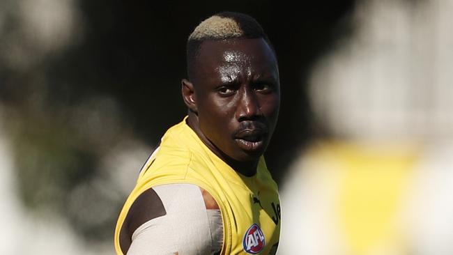 Gold Coast Suns player Mabior Chol called out a racist message sent to him on social media. Picture: Dylan Burns / AFL Photos via Getty Images