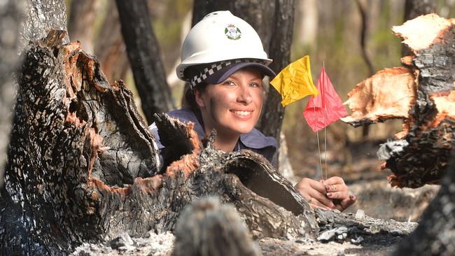 Senior Constable Grace Botterill from Victoria Police arson investigation squad. Picture: Rob Leeson