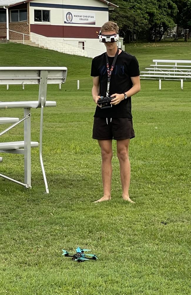 One of Keenan's favourite parts of drone racing is 'punching it' where he launches his drone into the sky at full speeds. Photo: Fergus Gregg