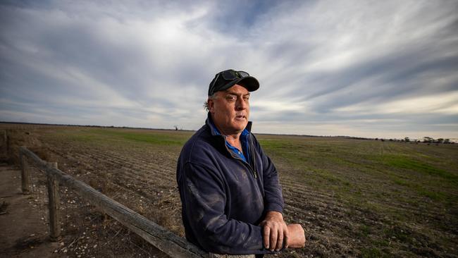 Mixed cropping farmer Michael Weckert is worried there won't be enough rain to water his crops at his Bordertown farm. Picture: Tom Huntley