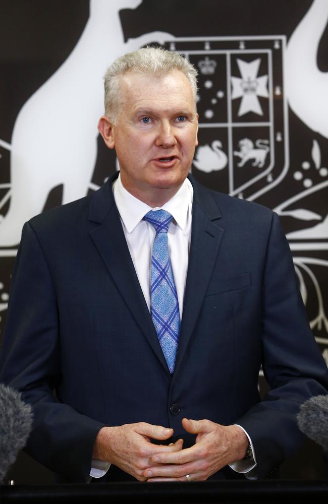 Minister for Employment and Workplace Relations Tony Burke during a press conference in Brisbane. Picture: NCA NewsWire/Tertius Pickard