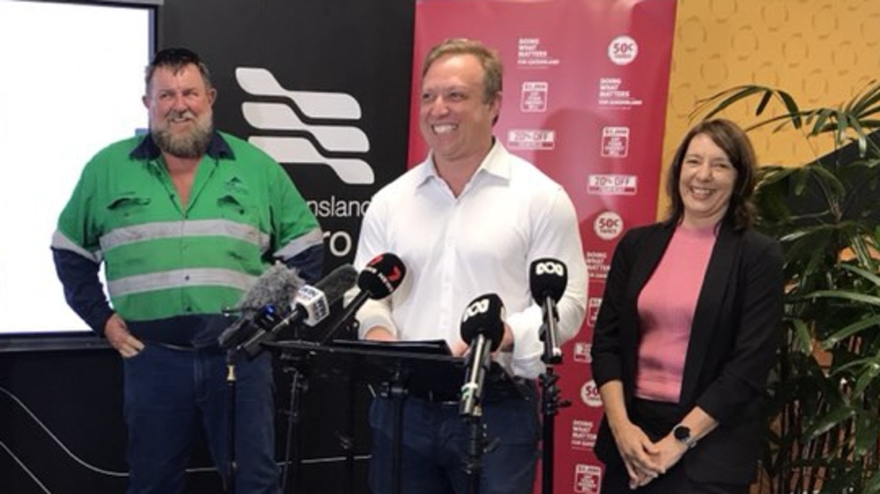 Queensland Hydro executive manager Chris Evans, Twin Hills Engineering and Drilling owner Stephen Burt, premier Steven Miles, and Labour candidate for Mackay Belinda Hassan on August 9, 2024 in Mackay. Photo: Zoe Devenport