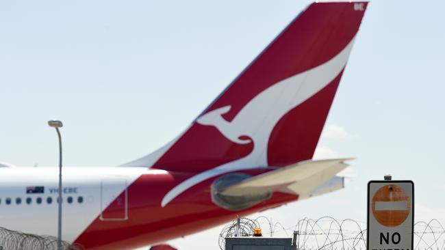 MELBOURNE, AUSTRALIA - NewsWire Photos MARCH 03, 2022: QANTAS plane tail fins at Tullamarine Melbourne Airport. Picture: NCA NewsWire / Andrew Henshaw