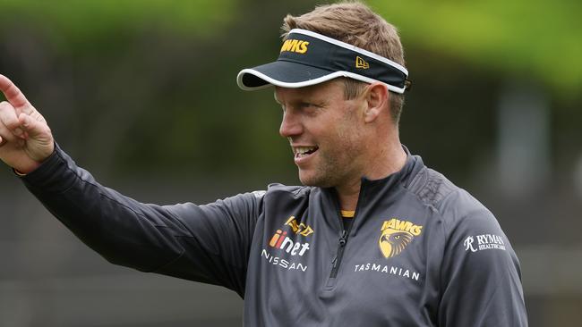 Hawthorn coach Sam Mitchell will be eased back into work as he recovers from a severe bout of pneumonia which hospitalised him over Christmas. Picture: Michael Klein