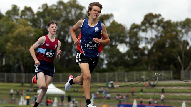 Daniel Williams of Bishop Druitt College competes in the 1500m. Pic: Jeremy Ng.