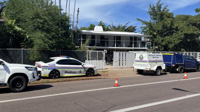 The scene outside a home on Trower Rd, Millner where an international student was left to die after a home invasion. Picture: Bethany Griffiths