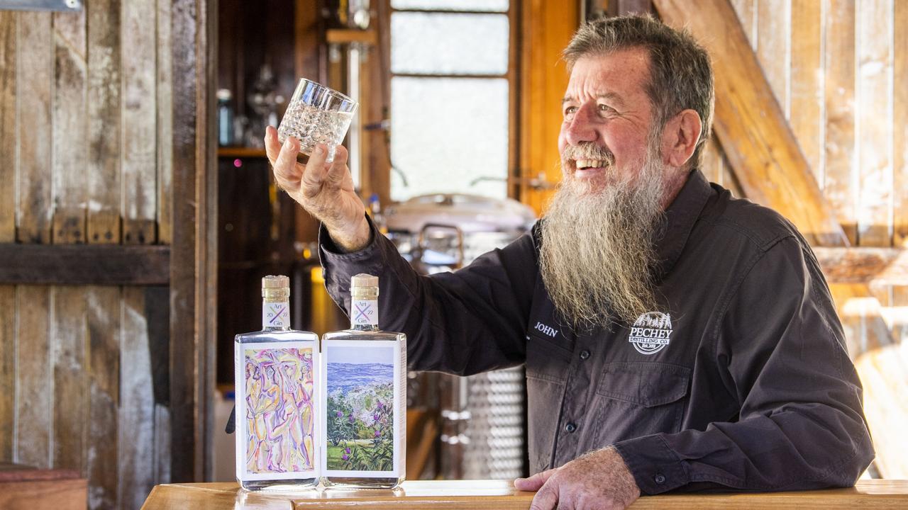 John O'Brien from Pechey Distilling Co launches new gin with artworks for Hampton Food Festival. Wednesday, June 1, 2022. Picture: Nev Madsen.