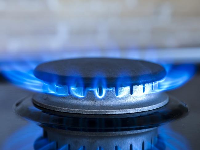 Natural gas flames on a stove