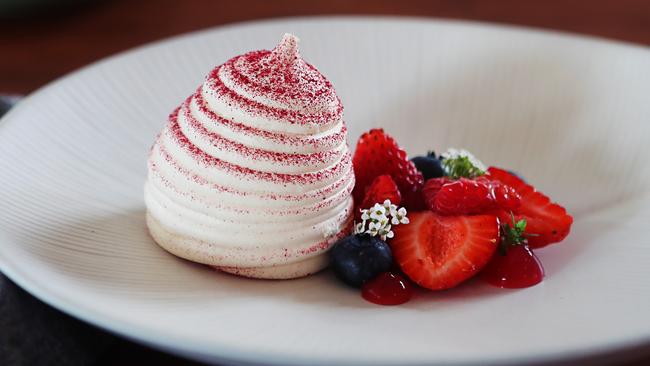 The curd meringue/pav at Moke in Flinders. Picture: Rebecca Michael