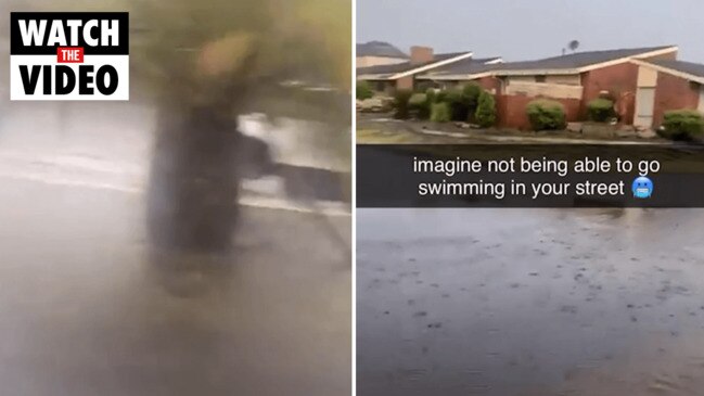 Submerged roads after freak rain at West Lakes