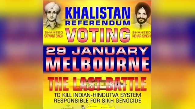 A poster promoting the pro-Khalistan campaign by Australia's Sikh community. Picture: Supplied