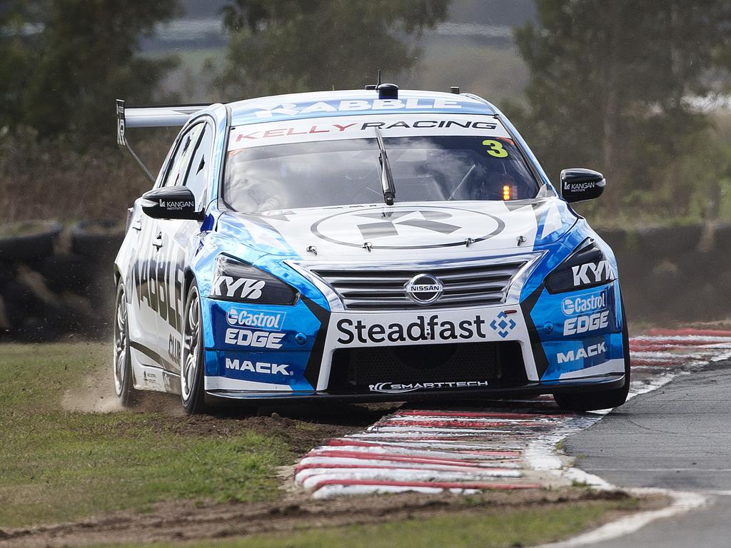 Garry Jacobson of Team Kelly Racing driving a Nissan Altima runs wide on turn 6 during practice 3 at Symmons Plains. PICTURE CHRIS KIDD