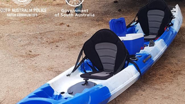 The kayak which was washed up at Rapid Bay – police were searching for its owner. Picture: SA Police