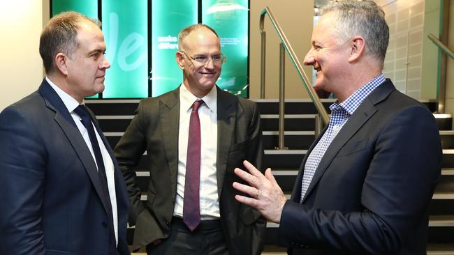 ABC. Managing Director David Anderson, Executive Chairman, Australasia of News Corp, Michael Miller and CEO of Nine, Hugh Marks were speaking at the National Press Club today. Picture John Feder.