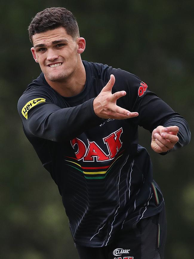 Nathan Cleary during Penrith Panthers training. Photo: Phil Hillyard.