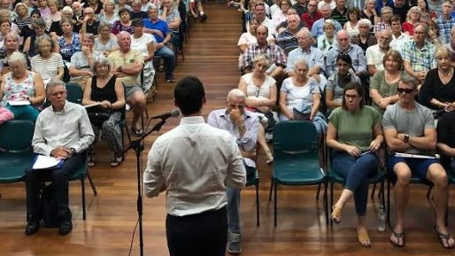 Bonney MP Sam O’Connor addresses a Labrador meeting on City Plan.