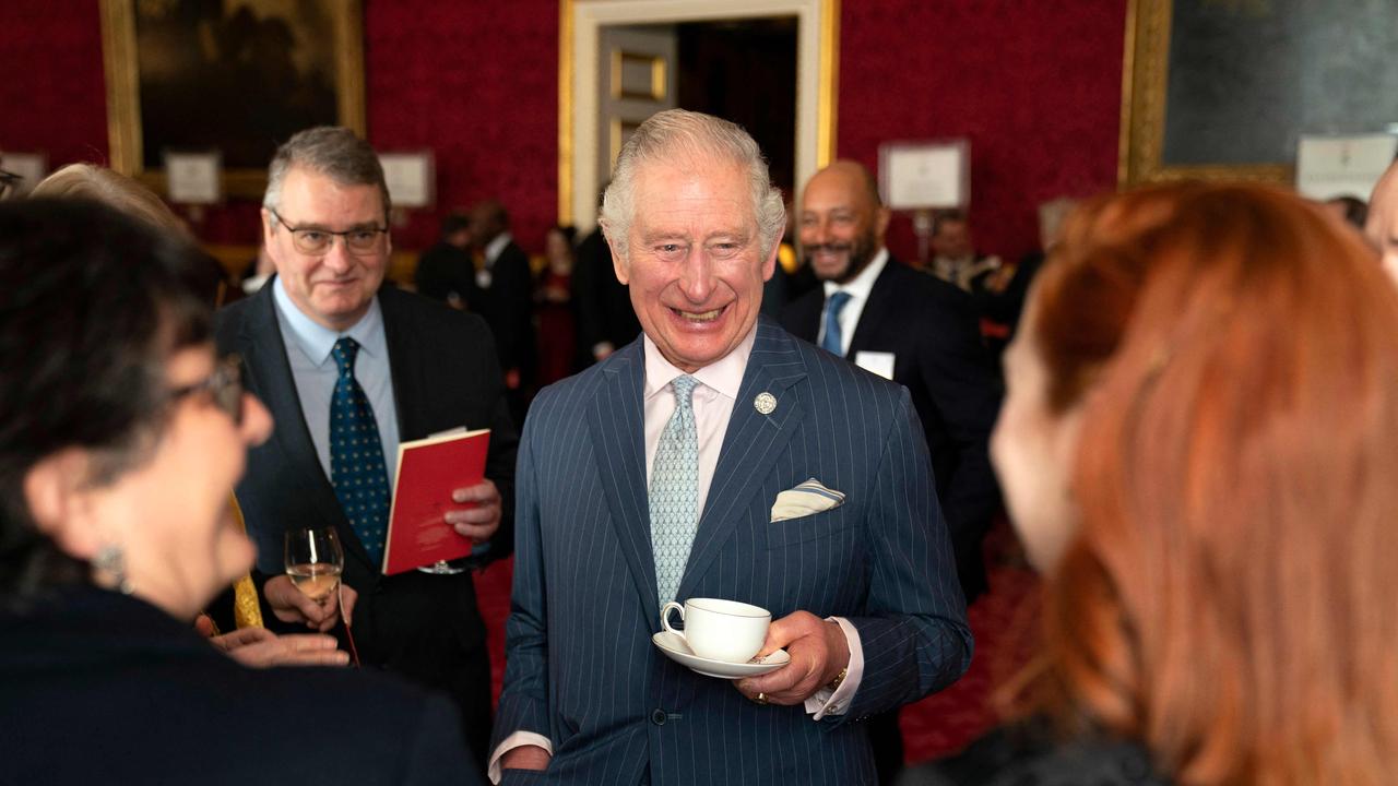 Britain's Prince Charles speaks to university representatives during a reception after presenting the Queen's Anniversary Prizes for higher and further education. Picture: AFP