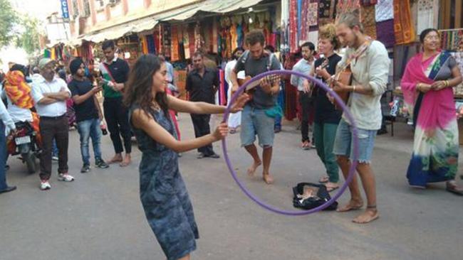 Tourists are seen performing here on the streets of Prakesh. Picture: HT Photo